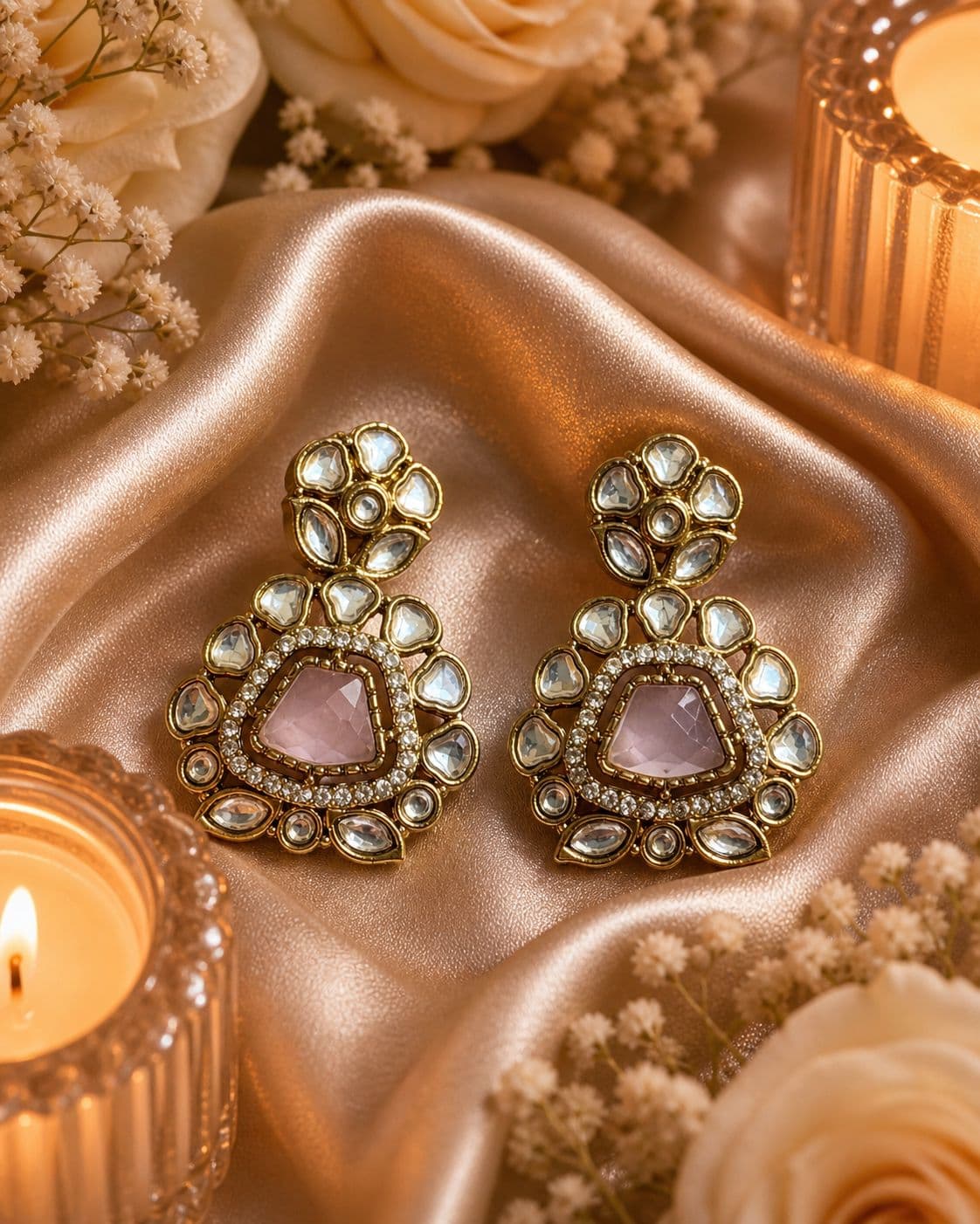 Polki Floral Statement Earrings