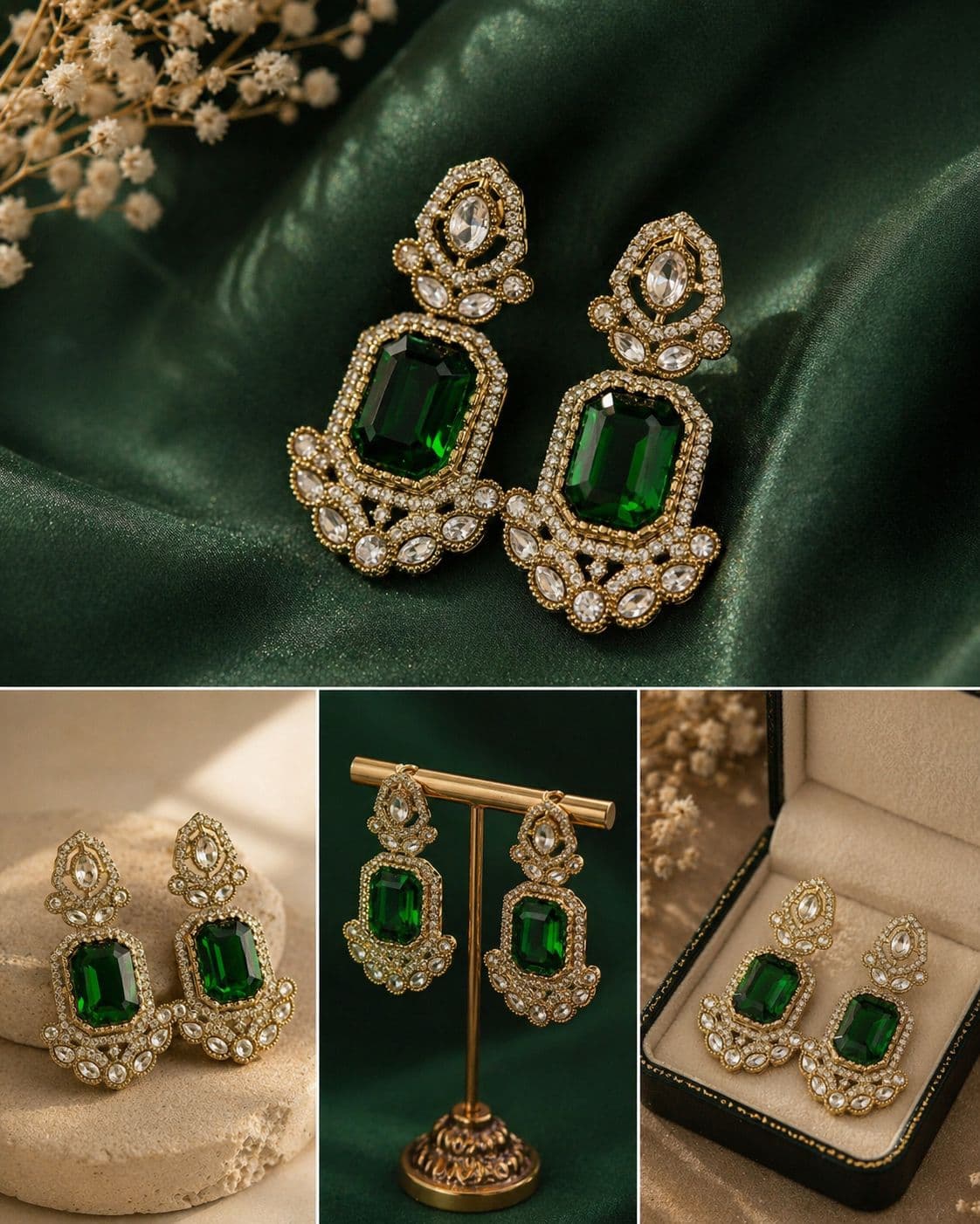 Emerald Statement Danglers