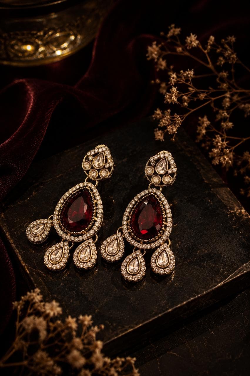 Ruby Red Drop Earrings