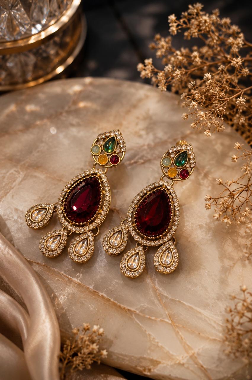 Ruby Red Drop Earrings