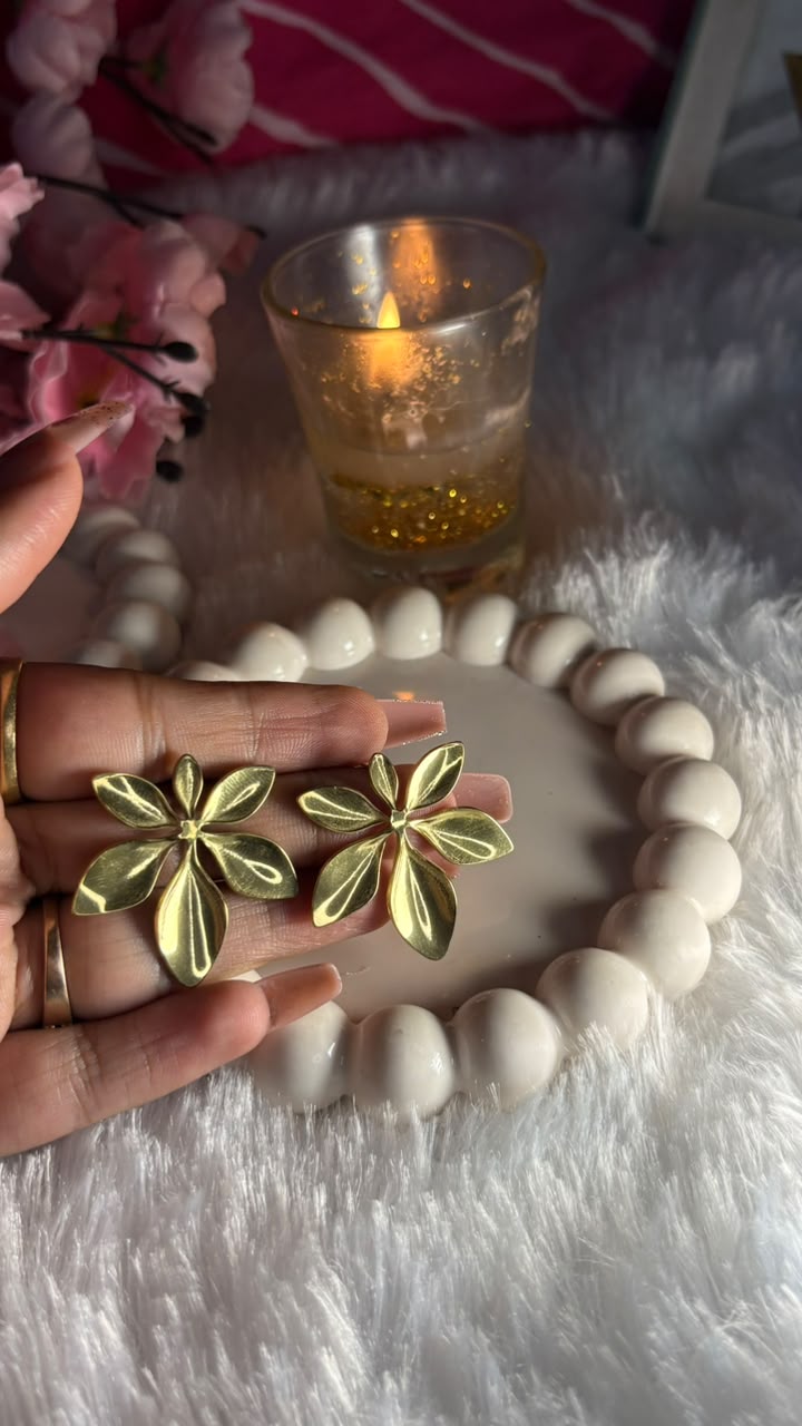 Anti Tarnish Golden Blossom Earrings