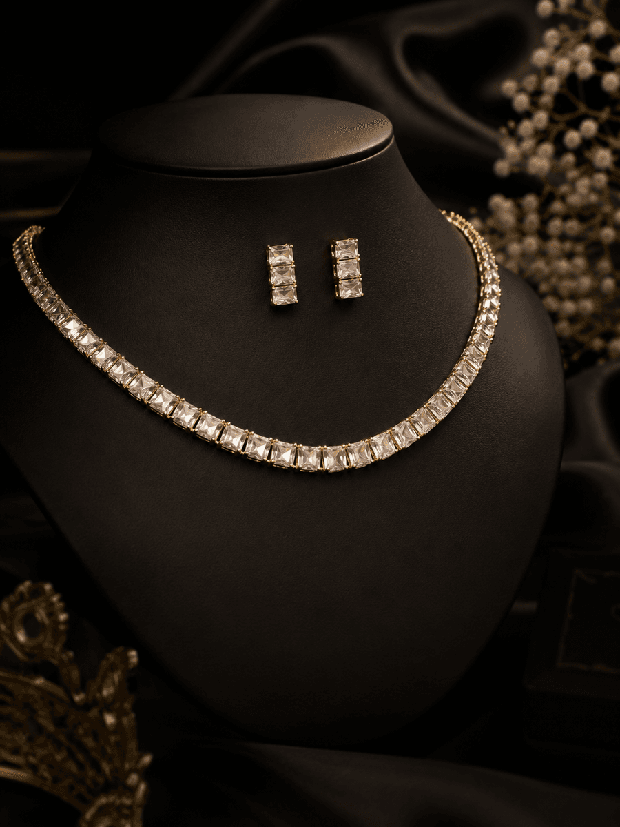 Crystal Cascade Necklace Set