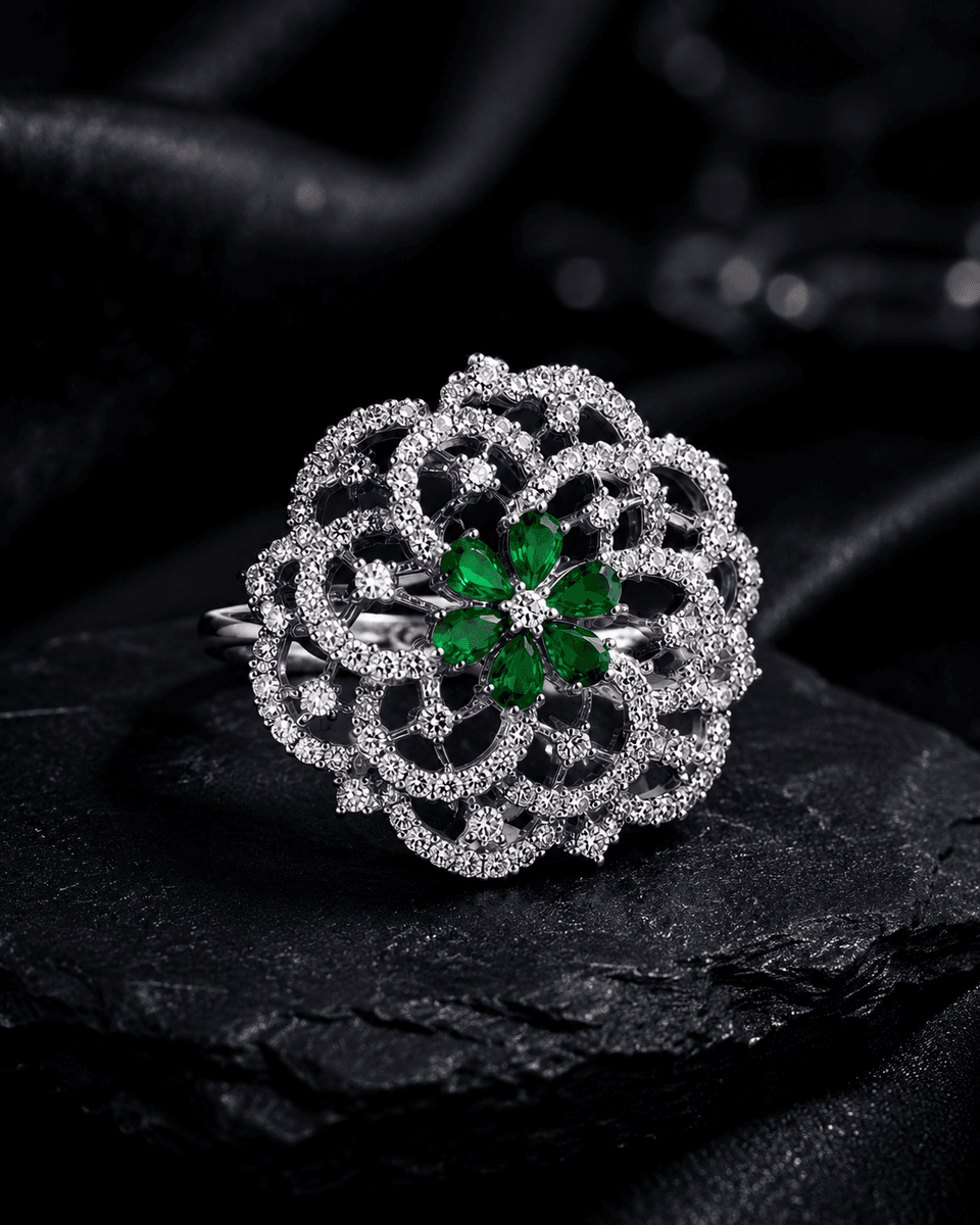 Emerald Mandala Ring